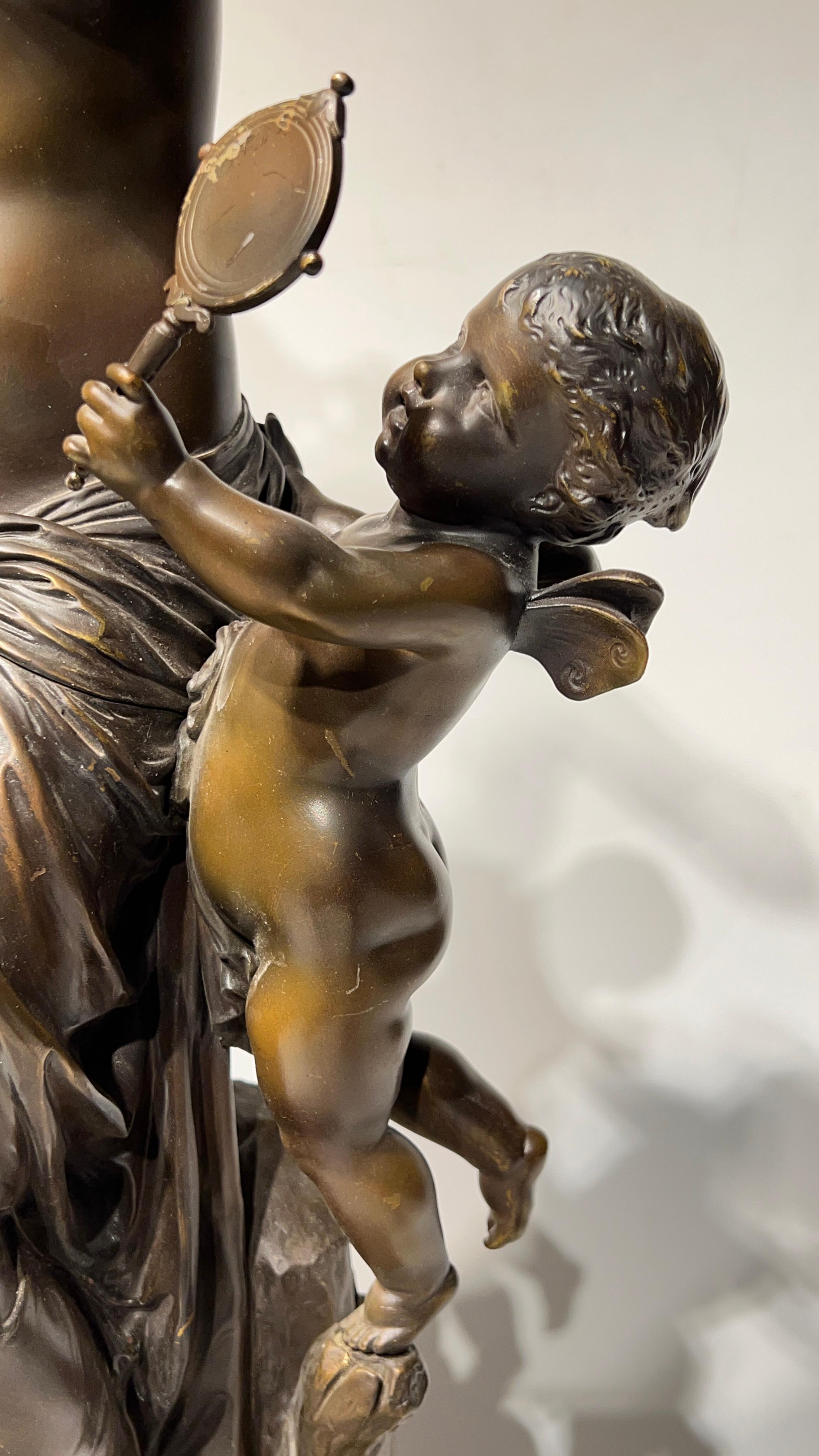 Venus und Amor-Bronze-Skulptur nach Jean Louis Gregoire, Venus und Amor (1840-1890) im Angebot 1