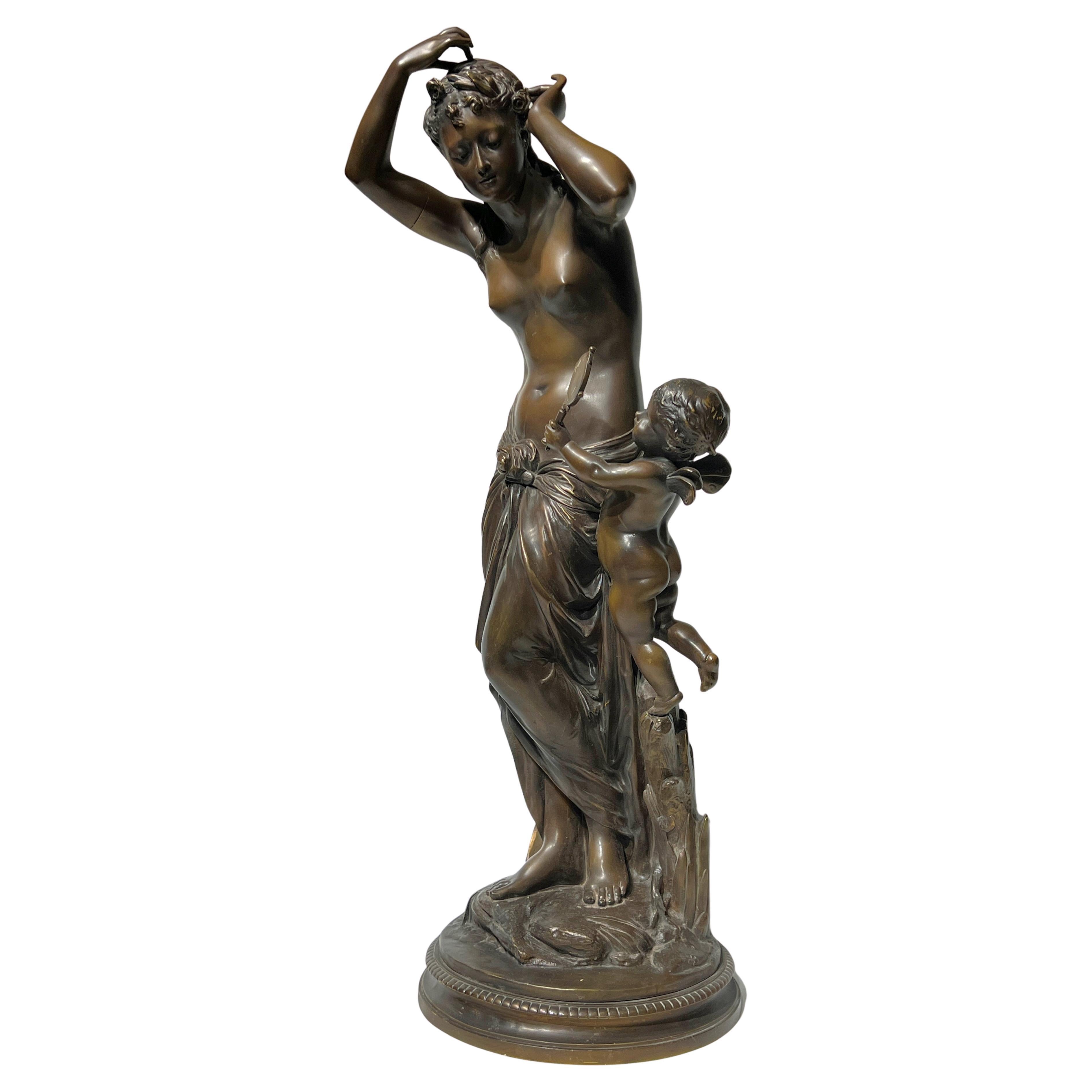 Venus y Cupido Escultura de bronce según Jean Louis Gregoire (1840-1890)