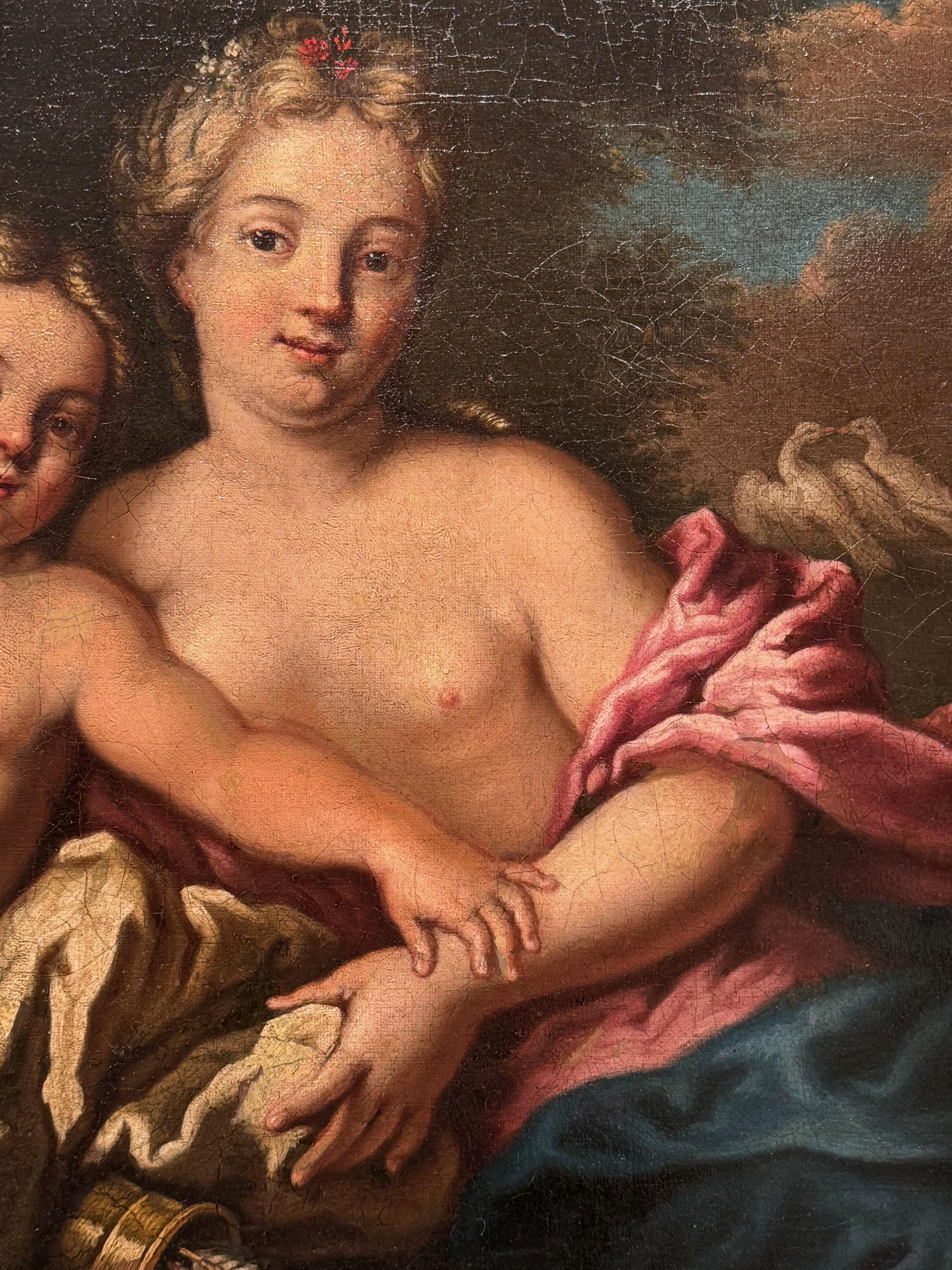 Vénus und Cupidon, Öl auf Leinwand, Französische Schule, um 1750 (Geölt) im Angebot