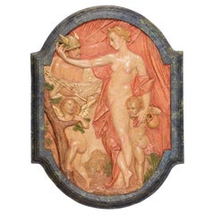 Venus and Mercury, relief. Molded alabaster. 20th century, after Spranger