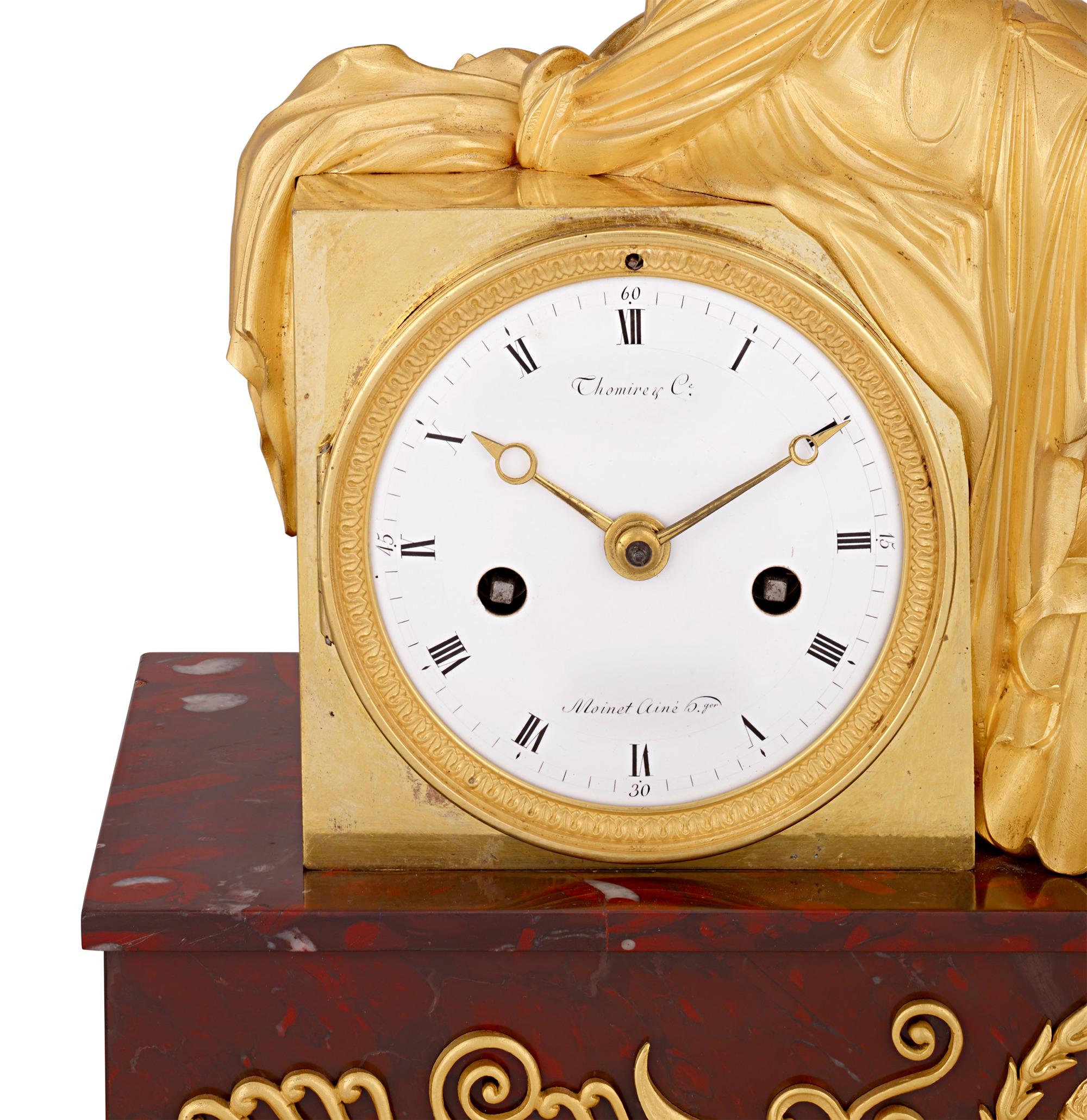 Gilt Venus Clipping the Wings of Cupid Mantel Clock by Thomire & Cie For Sale