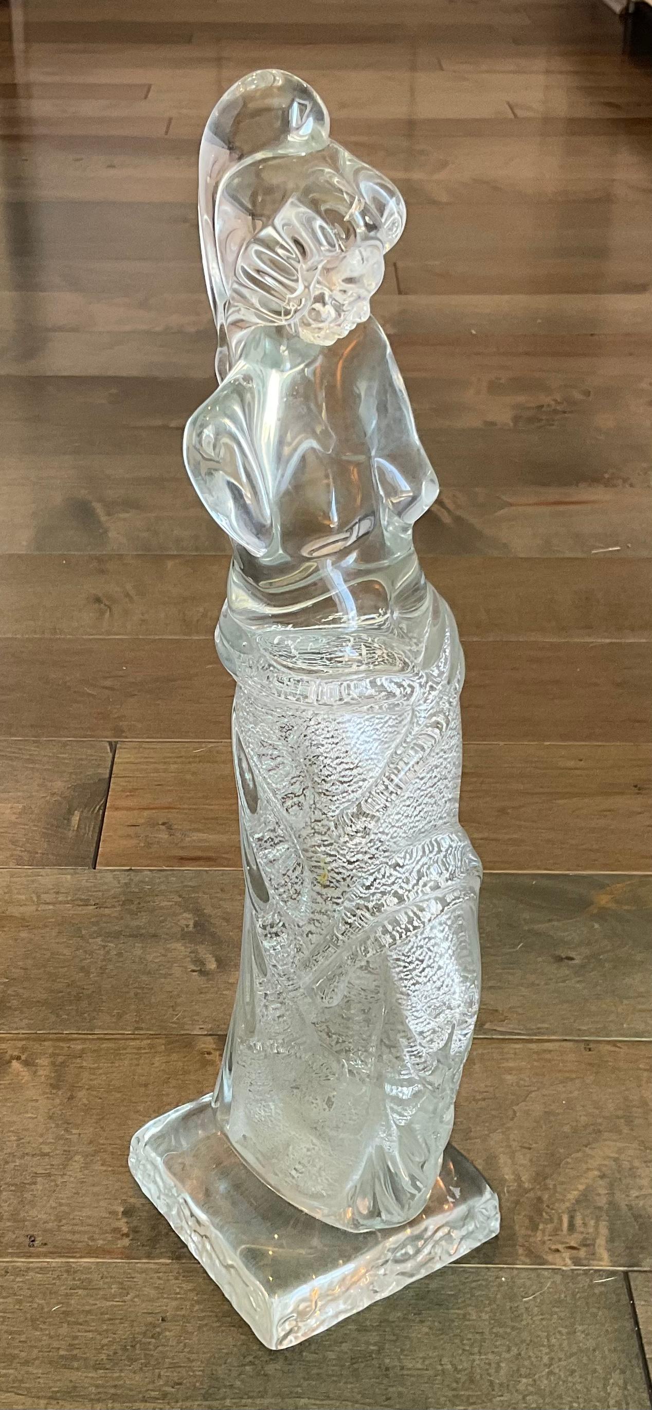 Blown Glass Venus De Milo Murano Art Glass Sculpture by Ermanno Nason Silver Flakes For Sale