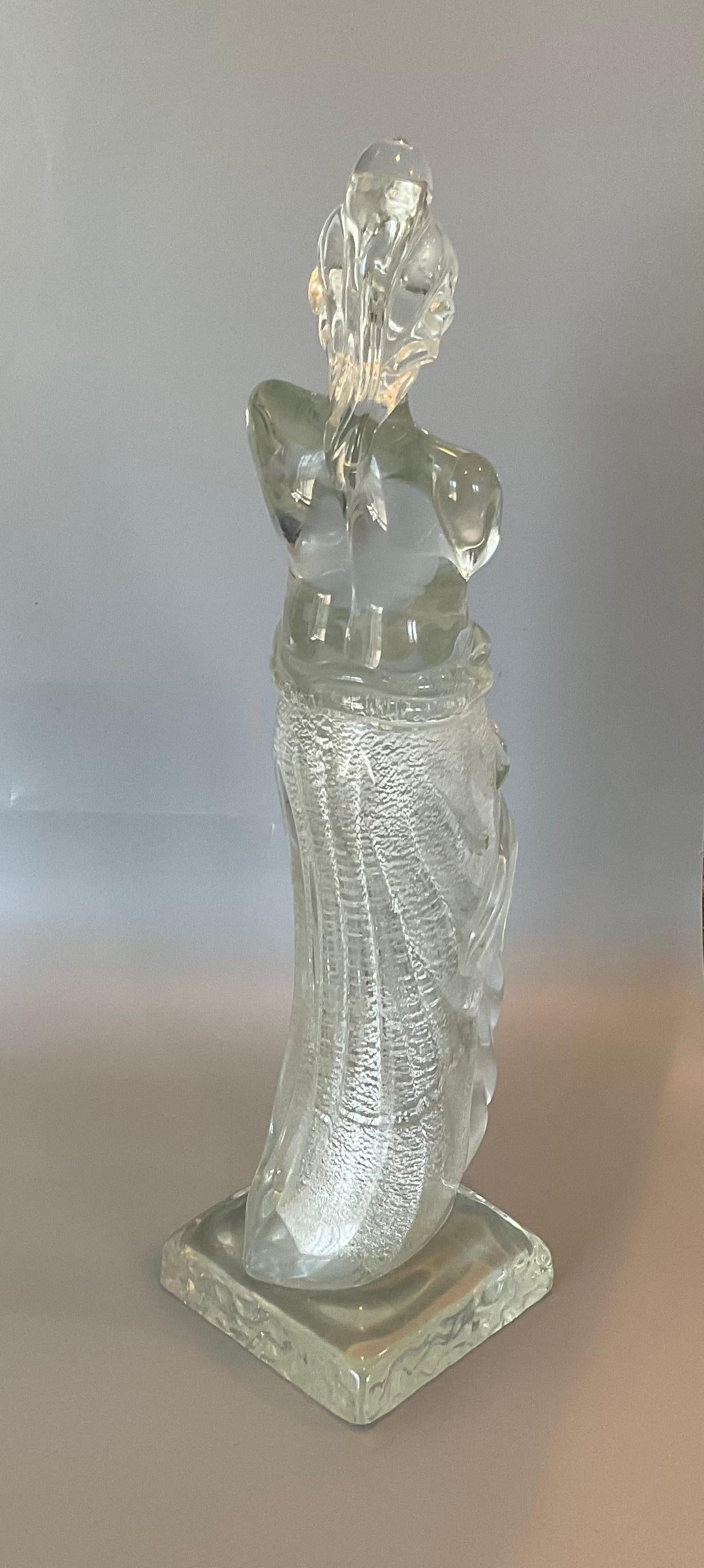 Venus De Milo Murano Art Glass Sculpture by Ermanno Nason Silver Flakes For Sale 2