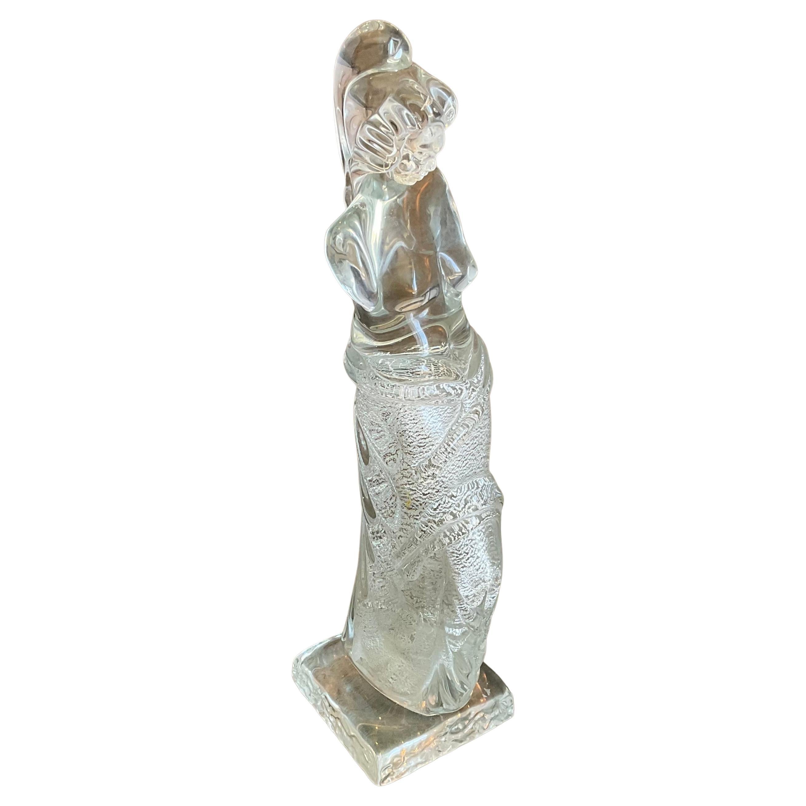 Venus De Milo Murano Art Glass Sculpture by Ermanno Nason Silver Flakes For Sale