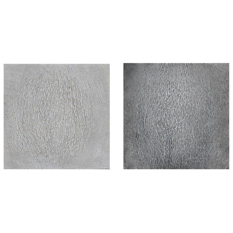 Venus' Flower Basket Diptych in Black and White Painting For Sale at