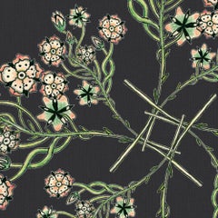 Venus Flower Wallpaper Geometric Botanical in Slate