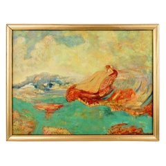 "Nudes with Hats," Surreal Painting with Male Couple and Sleeping
