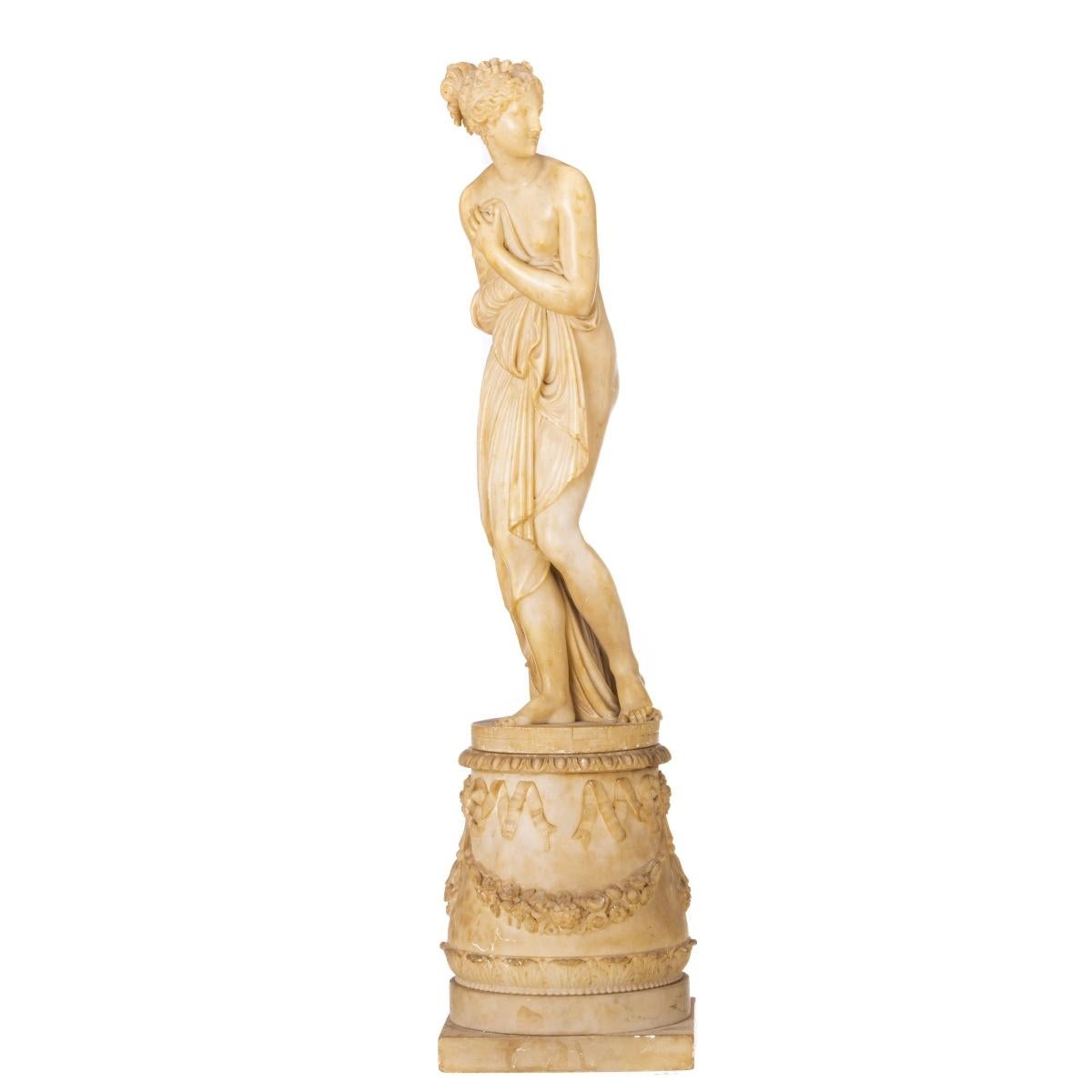 Venus aus Alabaster, italienische Skulptur aus dem 19. Jahrhundert (Handgefertigt) im Angebot