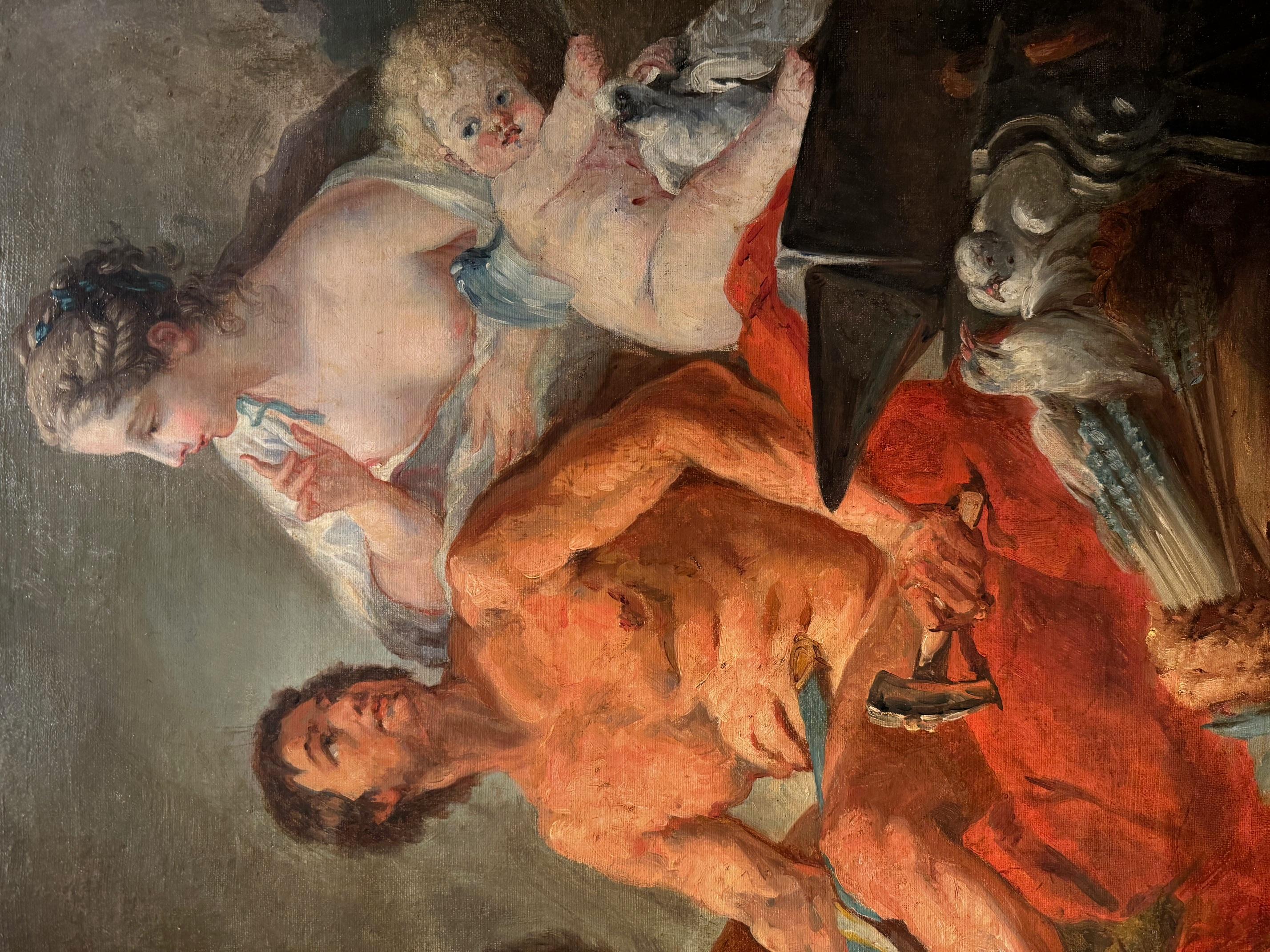 Dipinto a mano Venere nelle fucine di Vulcano