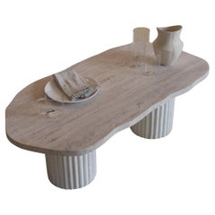 Organic Top 120 Beige Travertine Decorative Low Coffee Table by Beije Avenue
