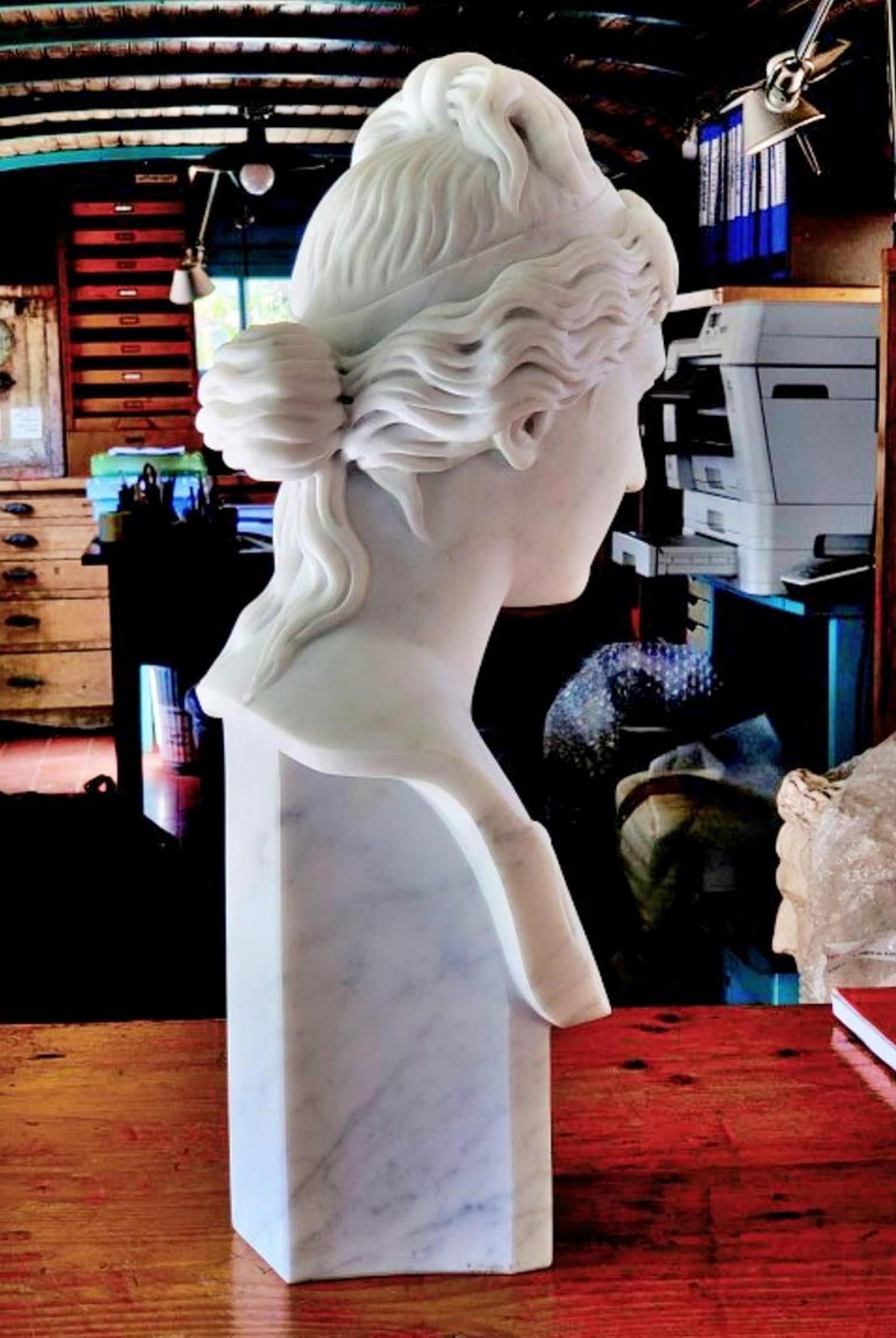 Italian Venus Medici, Head in Carrara White Marble, Late 19th Century For Sale