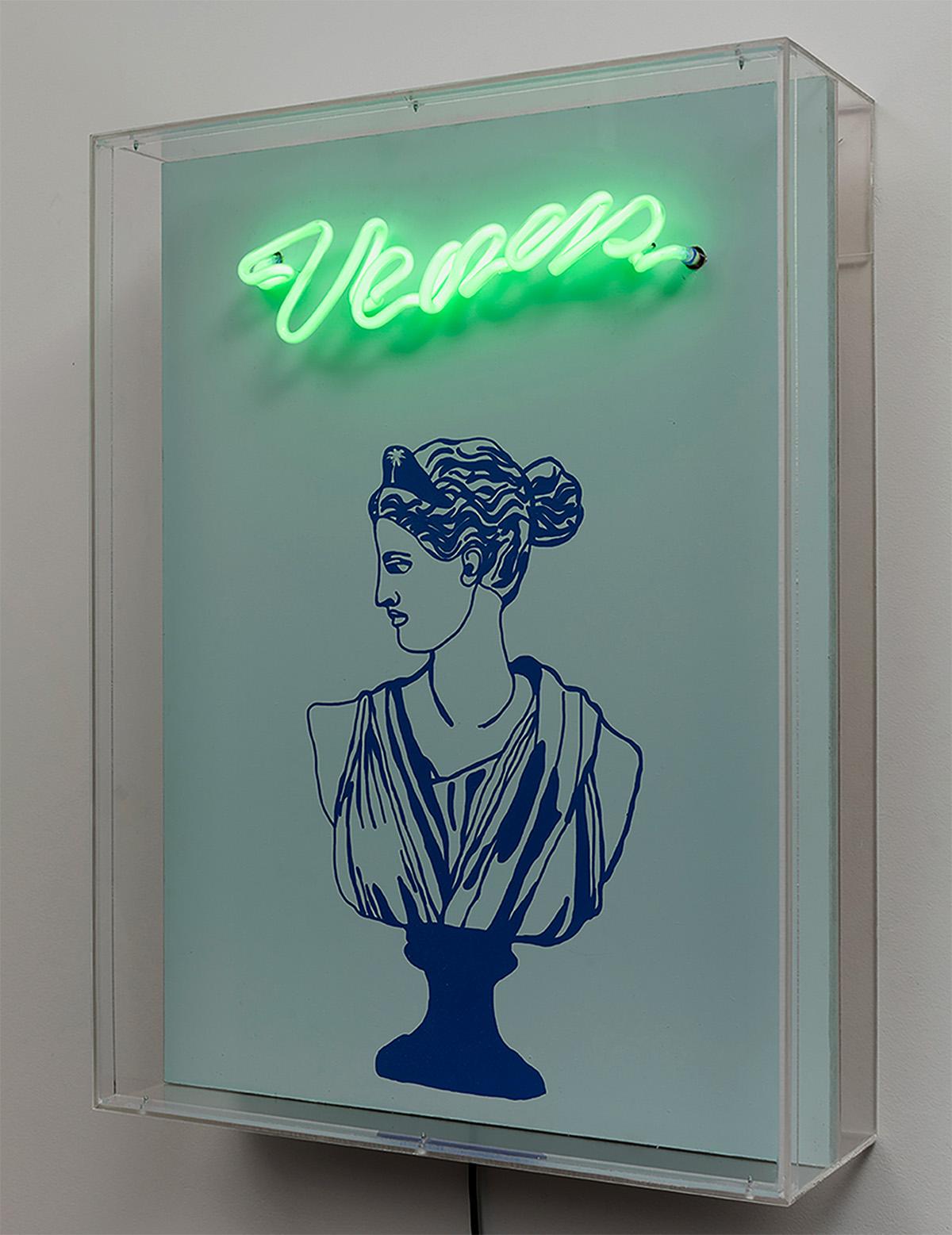 Modern Venus. Neon Light Box Wall Sculpture. From the series Neon Classics For Sale