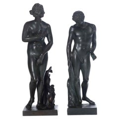 Venus of the Medici and Antinous Capitoline Cast and Patinated Bronze 19th Ct