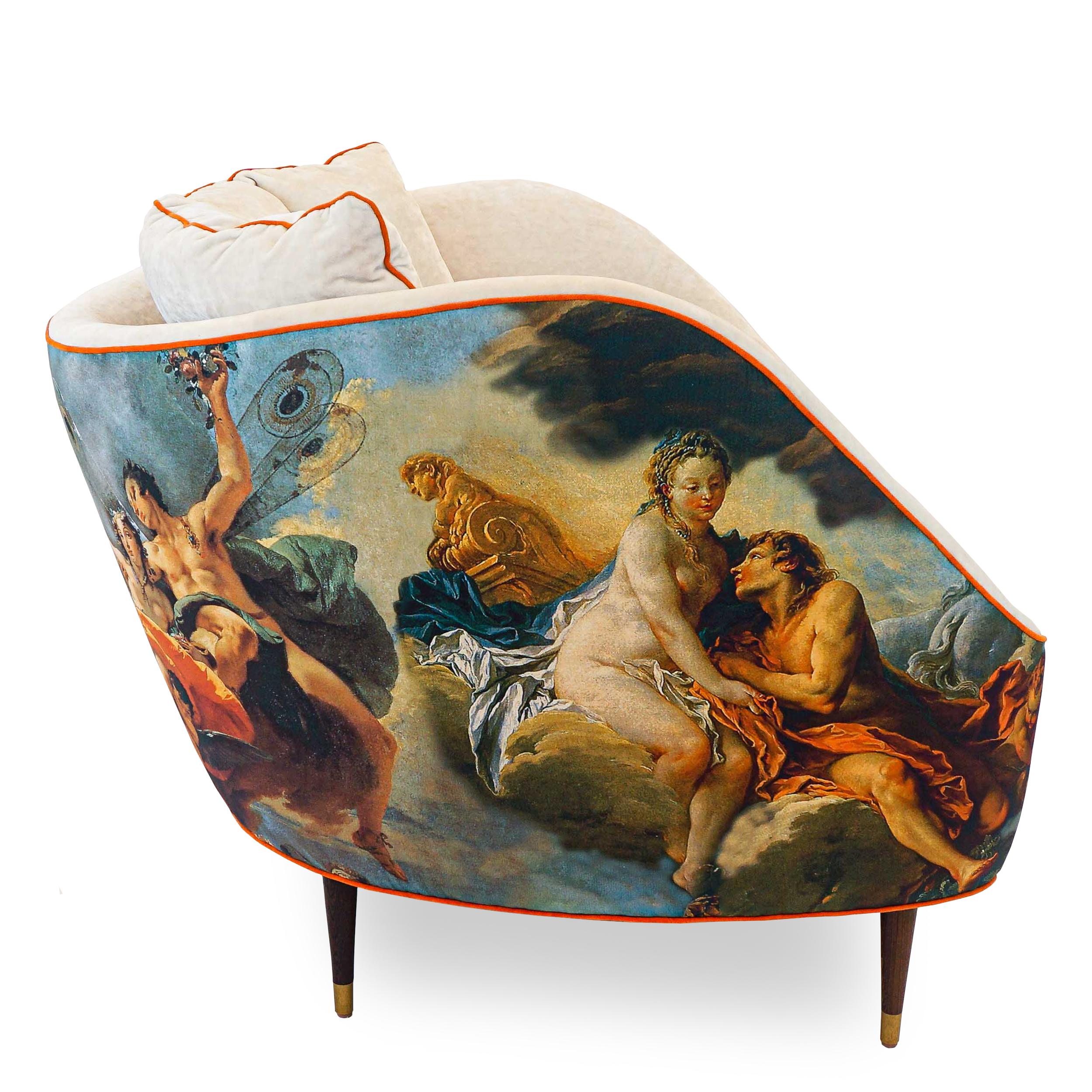 Venus Painting Bucket Style Chair with Velvet Interior For Sale 3