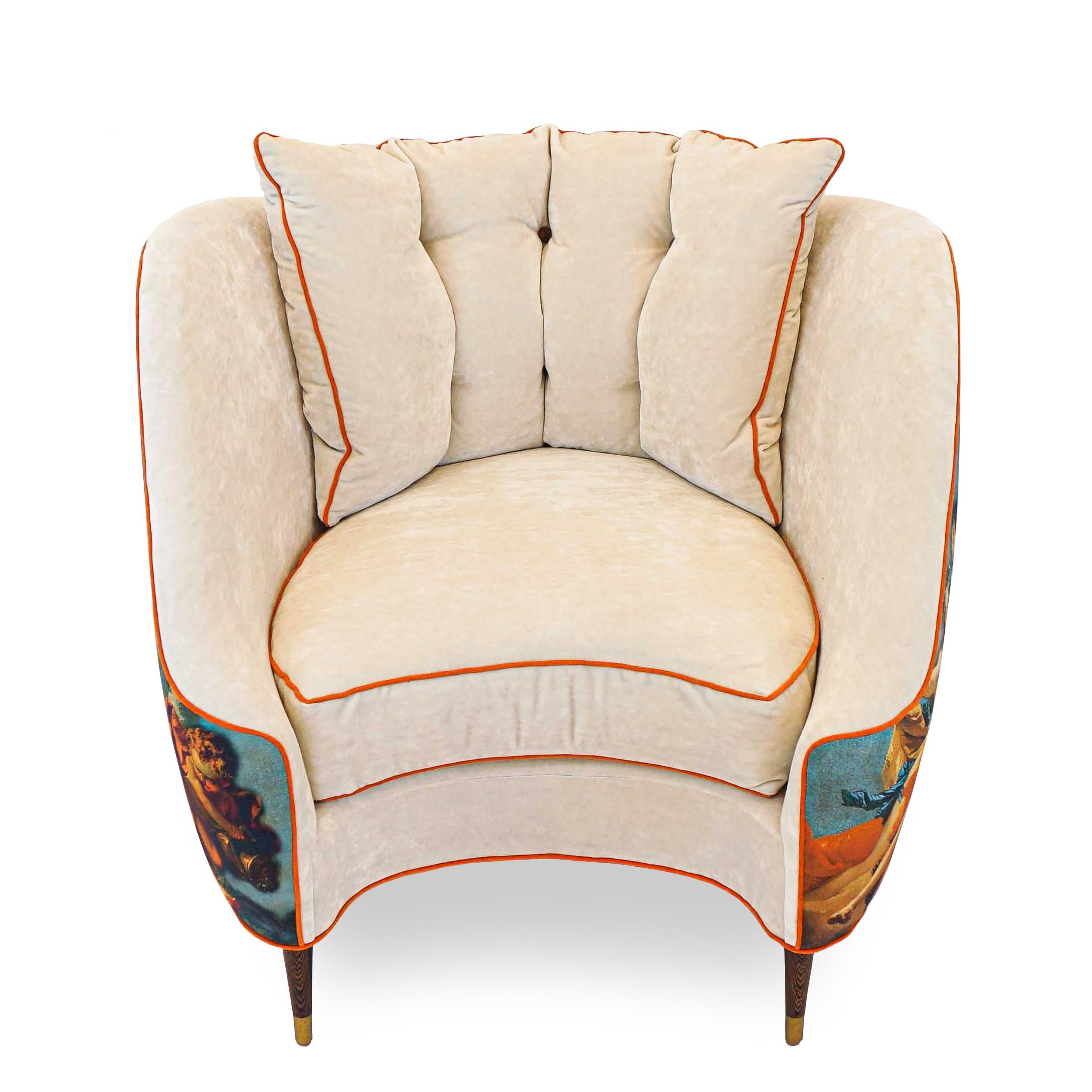 Chaise en forme de seau peinte de Vénus avec intérieur en velours Neuf - En vente à Greenwich, CT