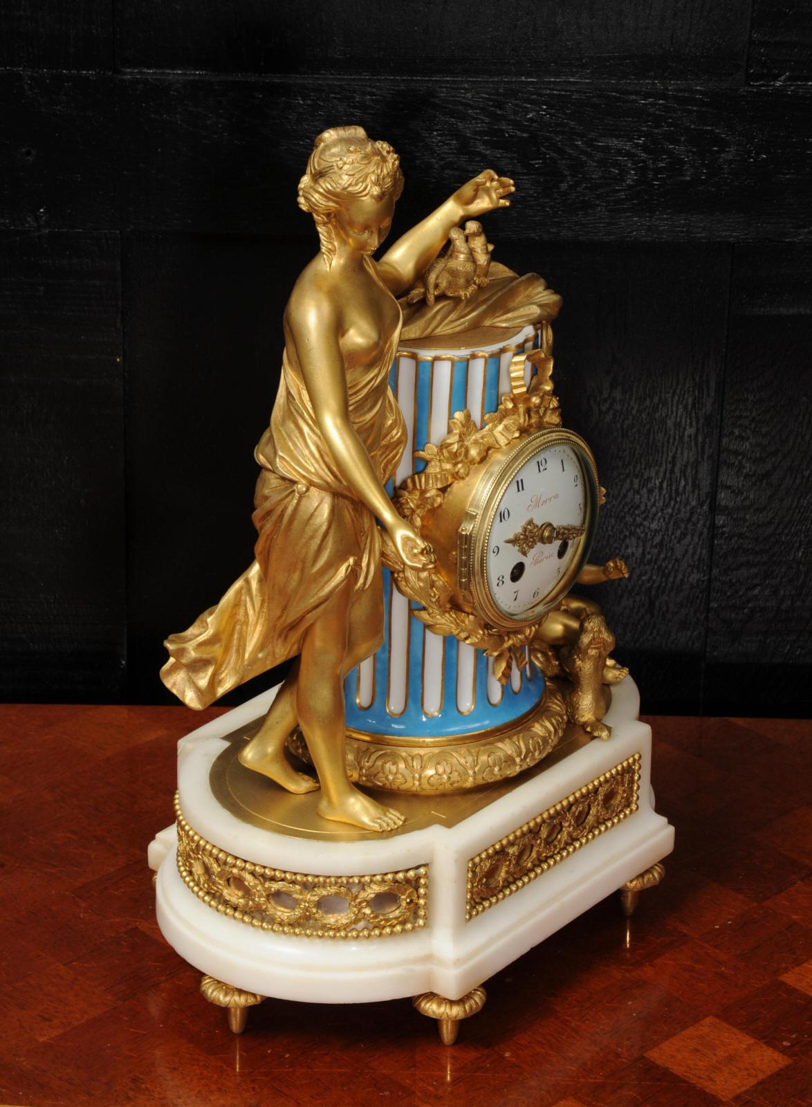 Venus, Putto and a Dog, Antique French Sèvres Porcelain and Ormolu Clock 5