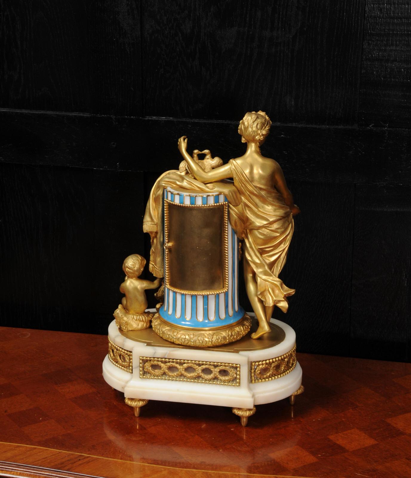 Venus, Putto and a Dog, Antique French Sèvres Porcelain and Ormolu Clock 9