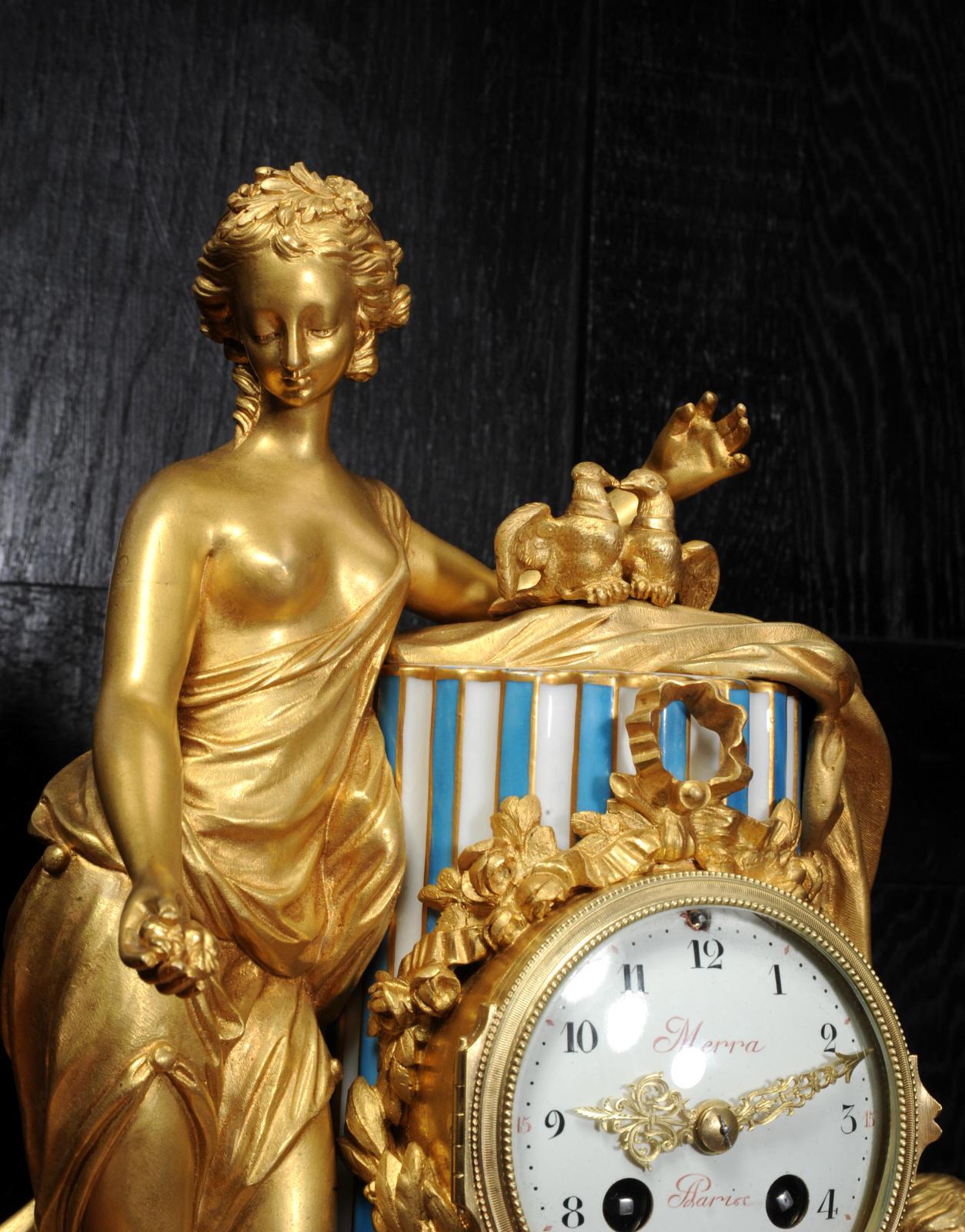 Venus, Putto and a Dog, Antique French Sèvres Porcelain and Ormolu Clock 1