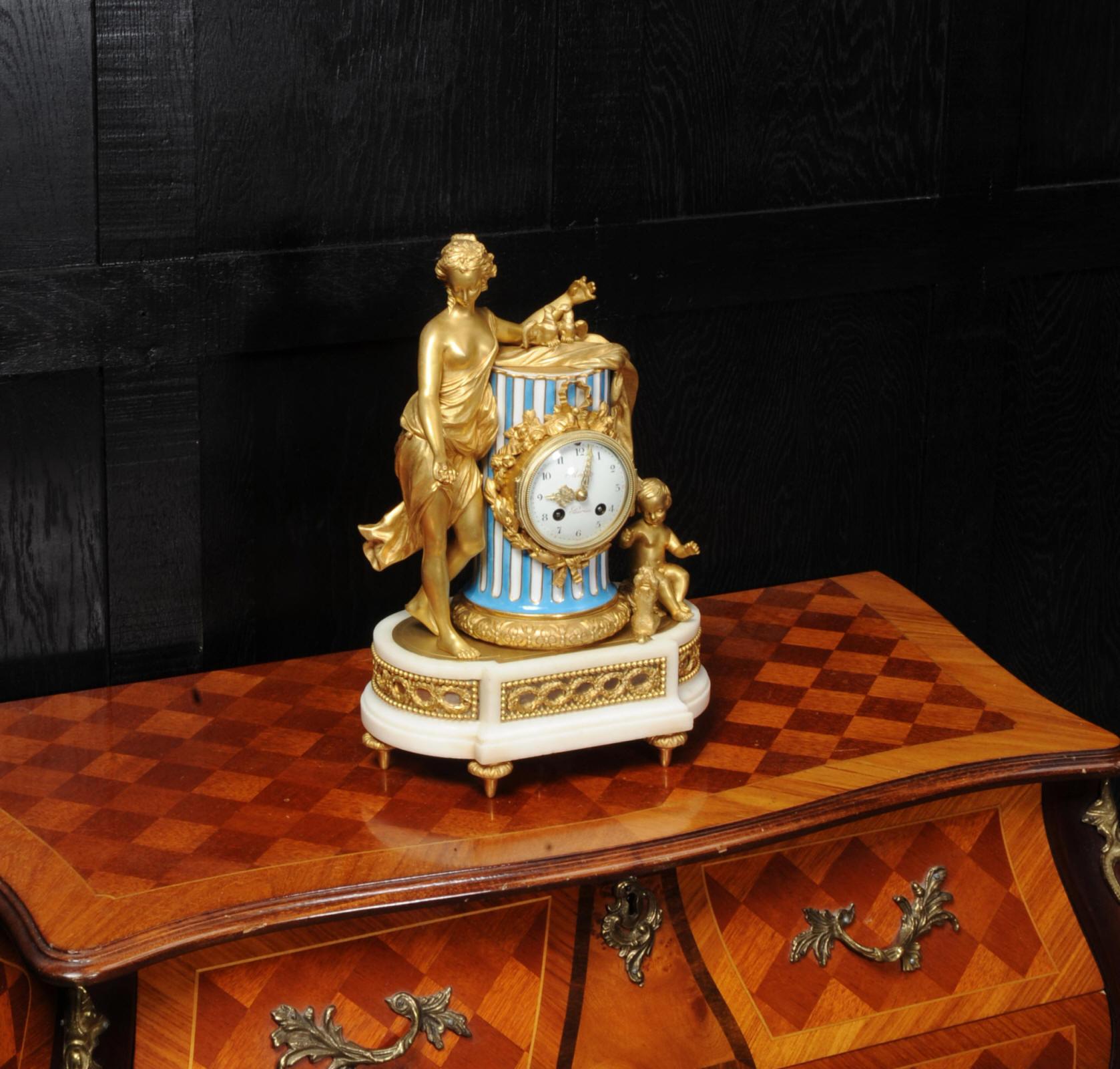 Venus, Putto and a Dog, Antique French Sèvres Porcelain and Ormolu Clock 4