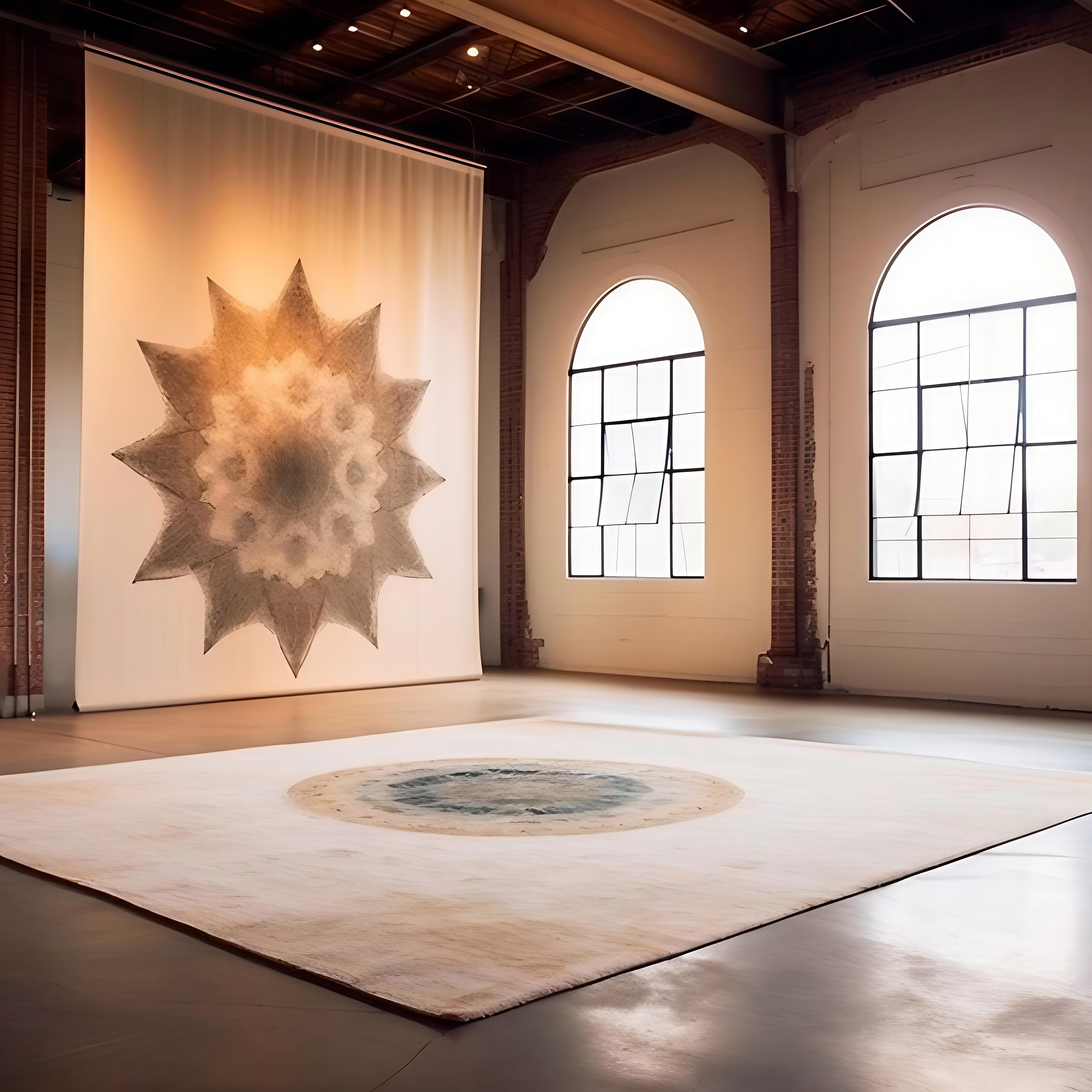 The Venus Rug radiates celestial elegance, inspired by the luminous beauty and symbolism of the planet Venus. Its starburst motif, intricately woven with gradient tones, captures the essence of cosmic light and balance. The design blends soft curves