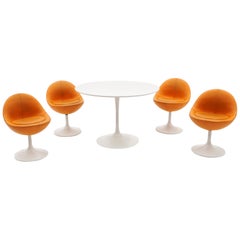 Retro 'Venus' Tulip Base Dining / Kitchen Set by Borge Johansen, Sweden, 1960s, White