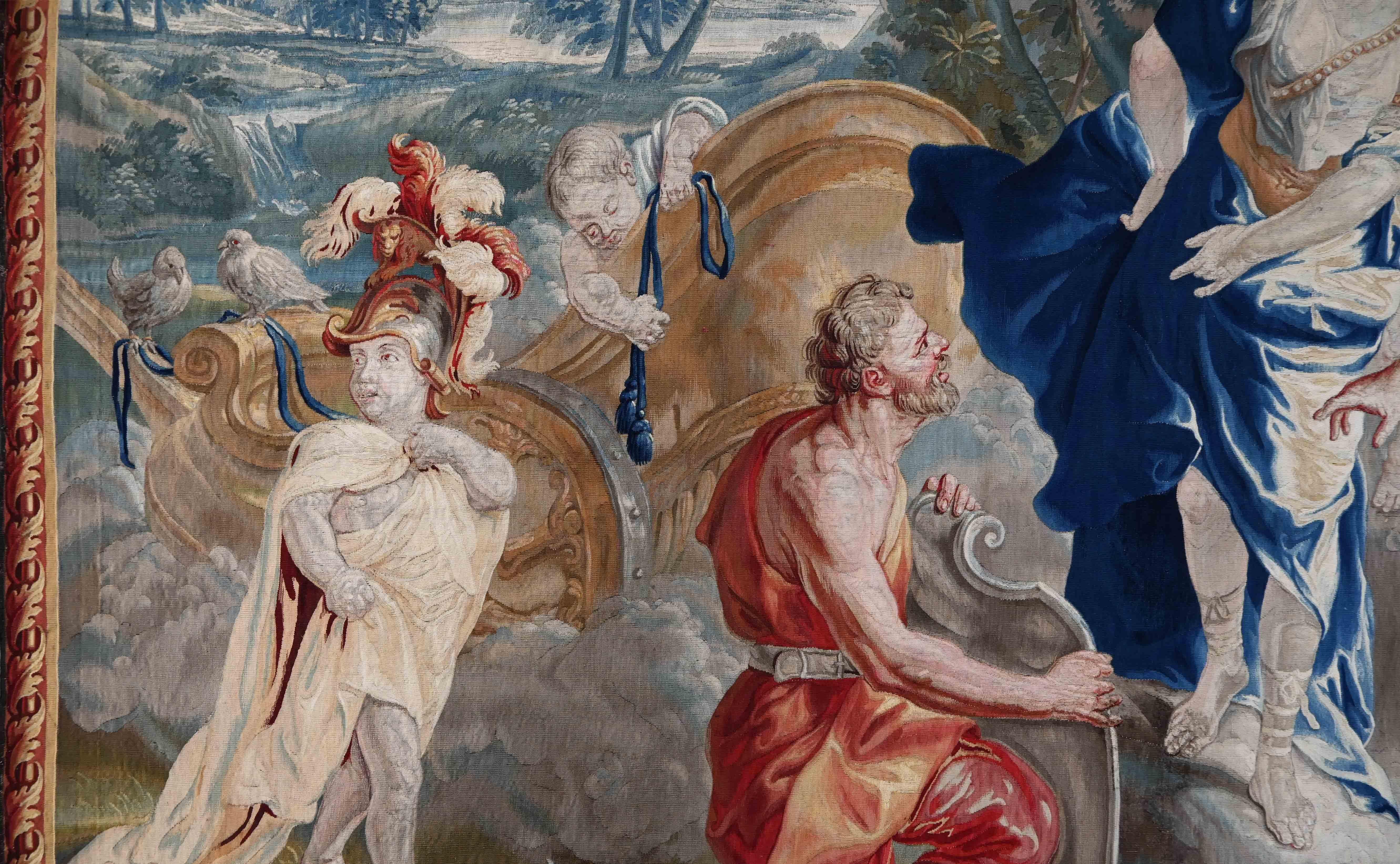 Venus Visiting Vulcan, Achilles - Brussels Tapestry, Atelier Van Der Borcht No. 1455
Artist: In the Taste of Jan Van Orley (1488 – 1541)
Period: 18th century
Style: mythological
Condition: Perfect condition
Material: Wool & Silk
Width: 310