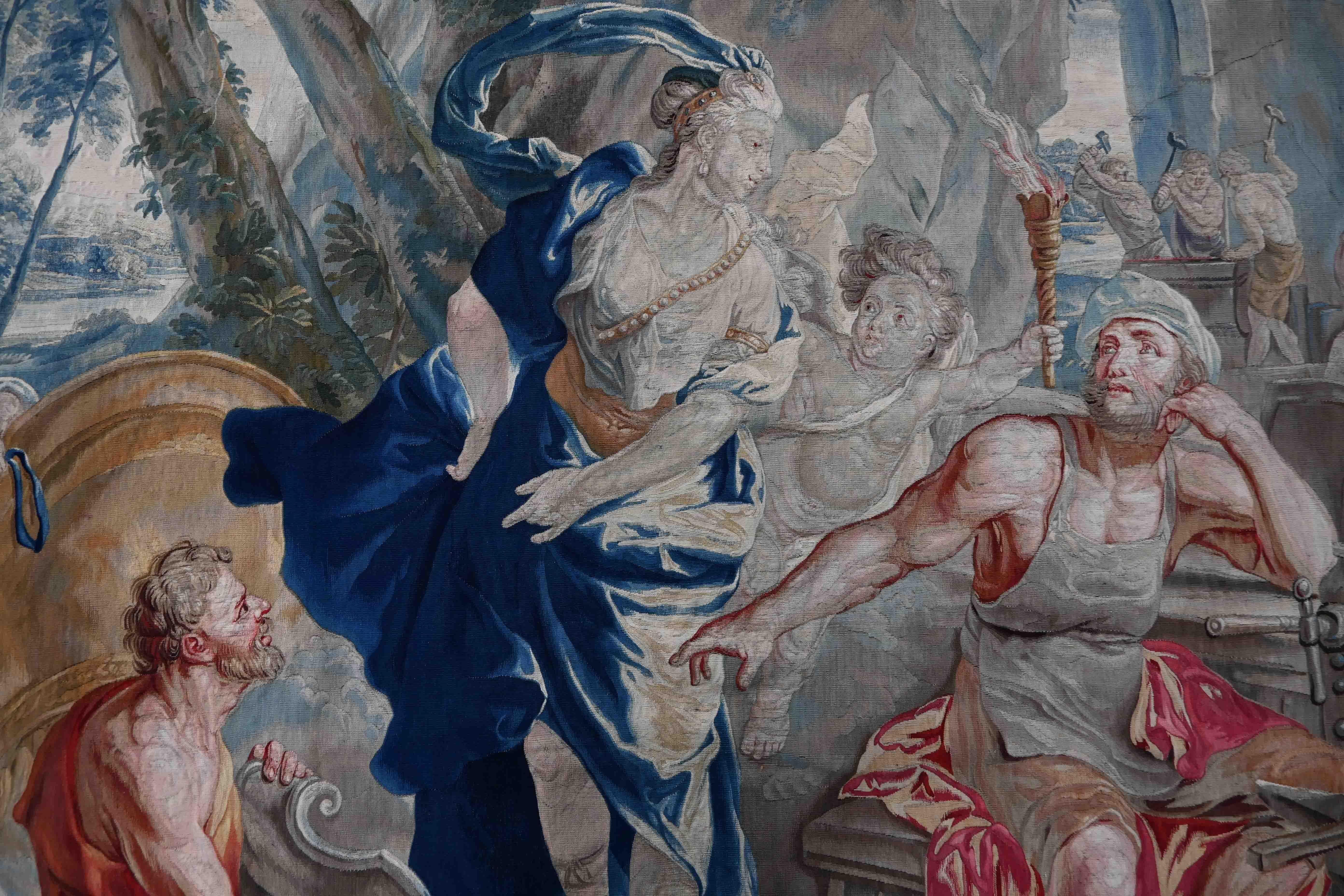 Wool Venus Visiting Vulcan, Achilles Brussels Tapestry Atelier Van Der Borcht - 1455 For Sale