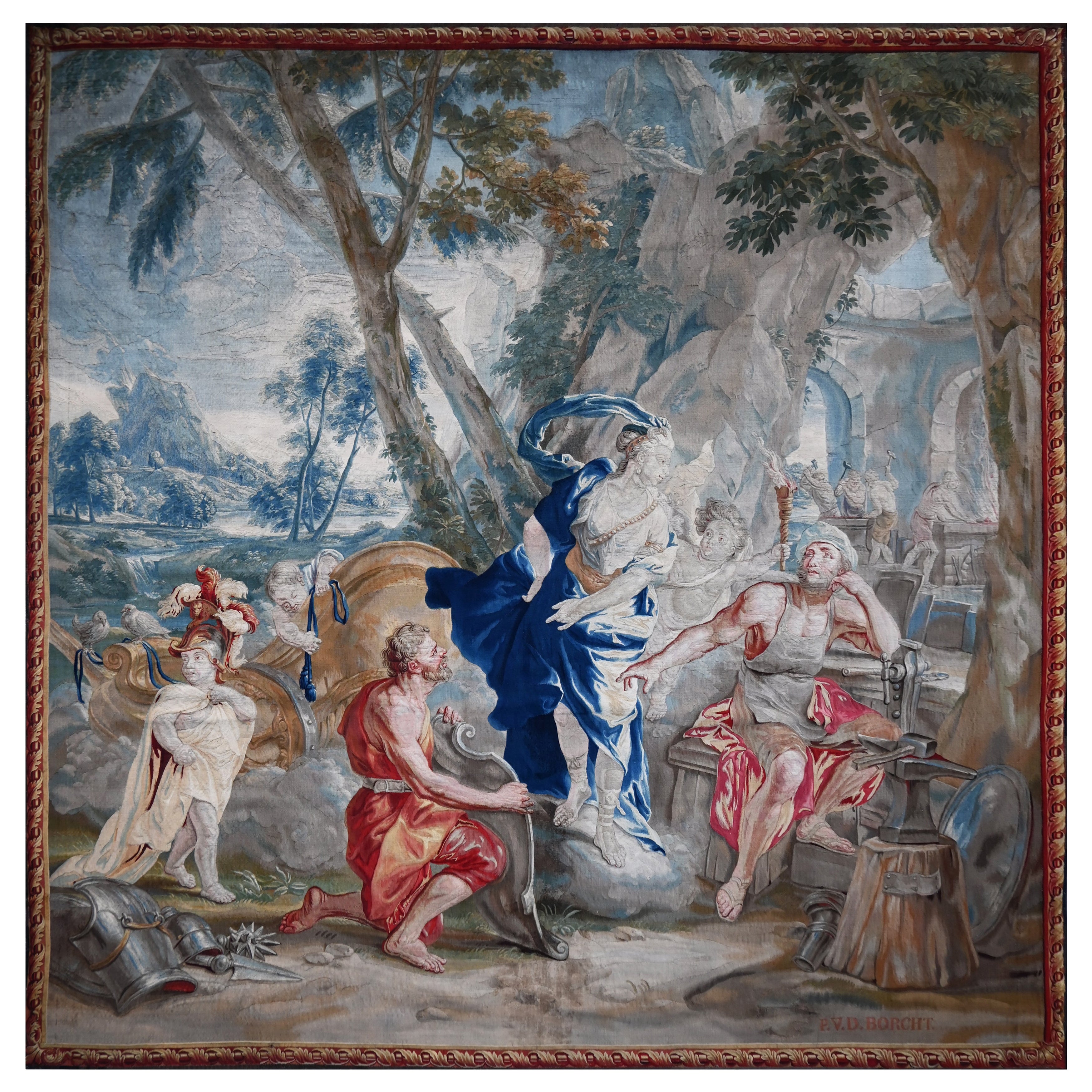 Venus Visiting Vulcan, Achilles Brussels Tapestry Atelier Van Der Borcht - 1455 For Sale