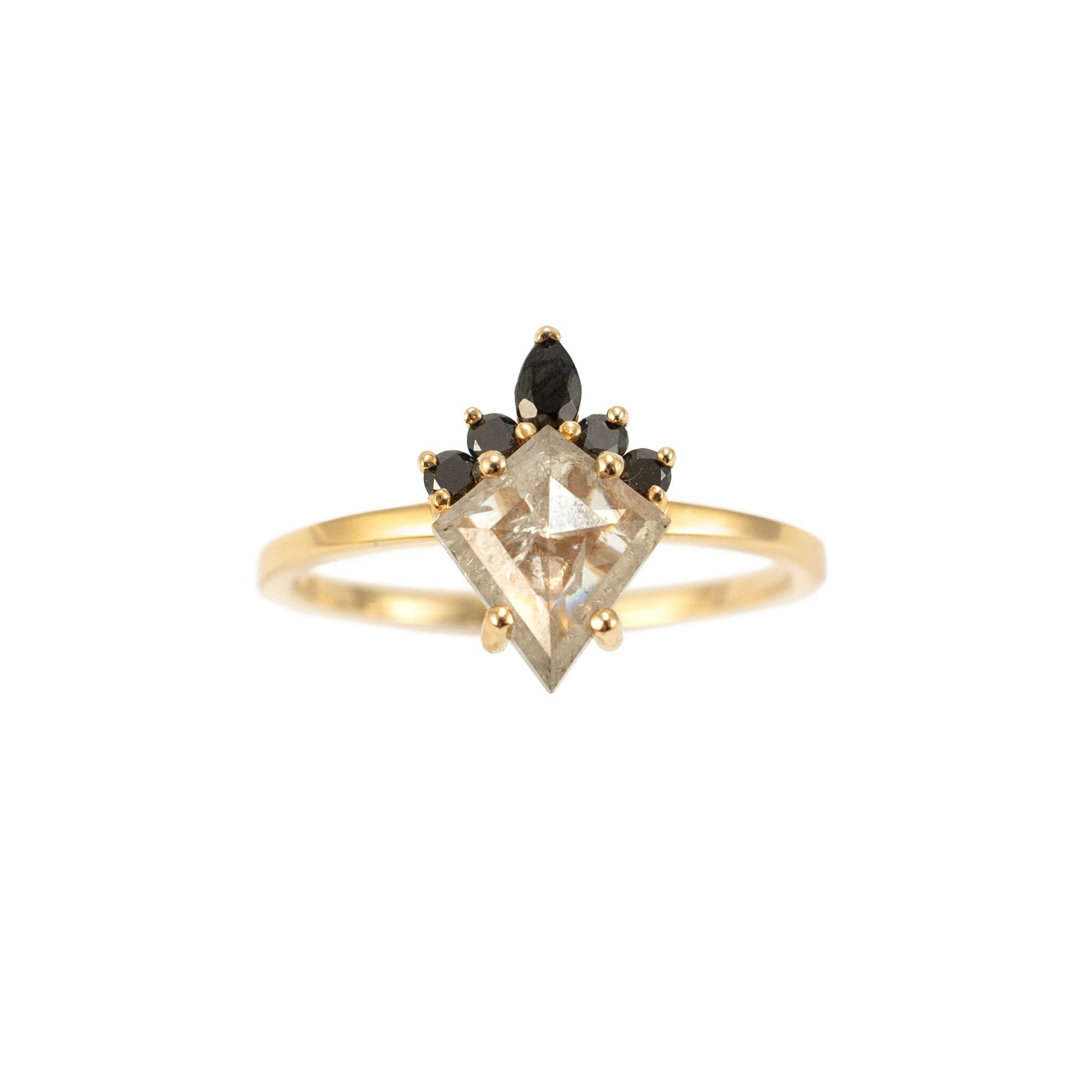 Venvs One-Of-A-Kind Bague de cocktail en or rose 14K avec diamants Salt & Pepper Kite Pour femmes en vente
