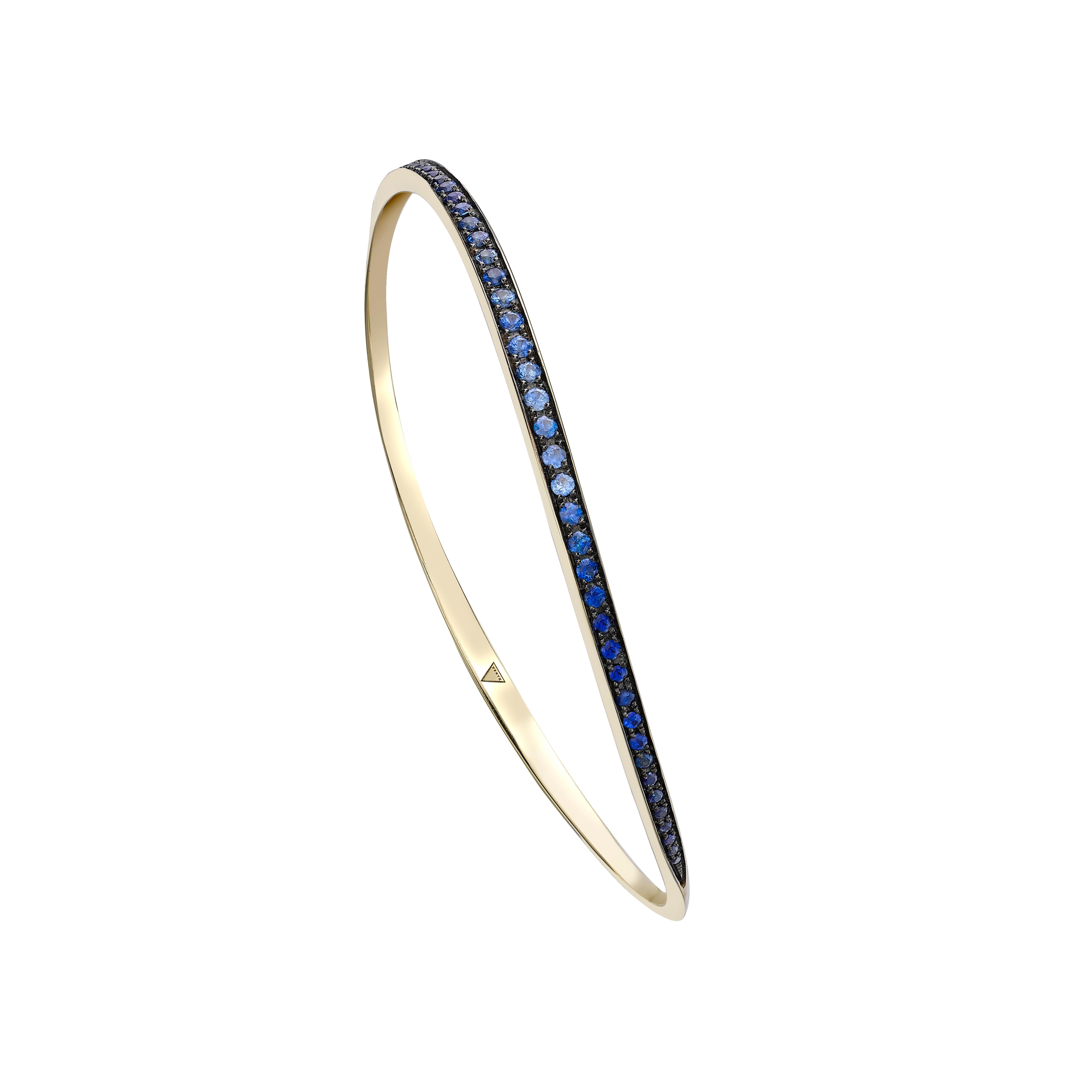Contemporary Venyx 18 Karat Gold and Sapphire Orbit Bangle Bracelet