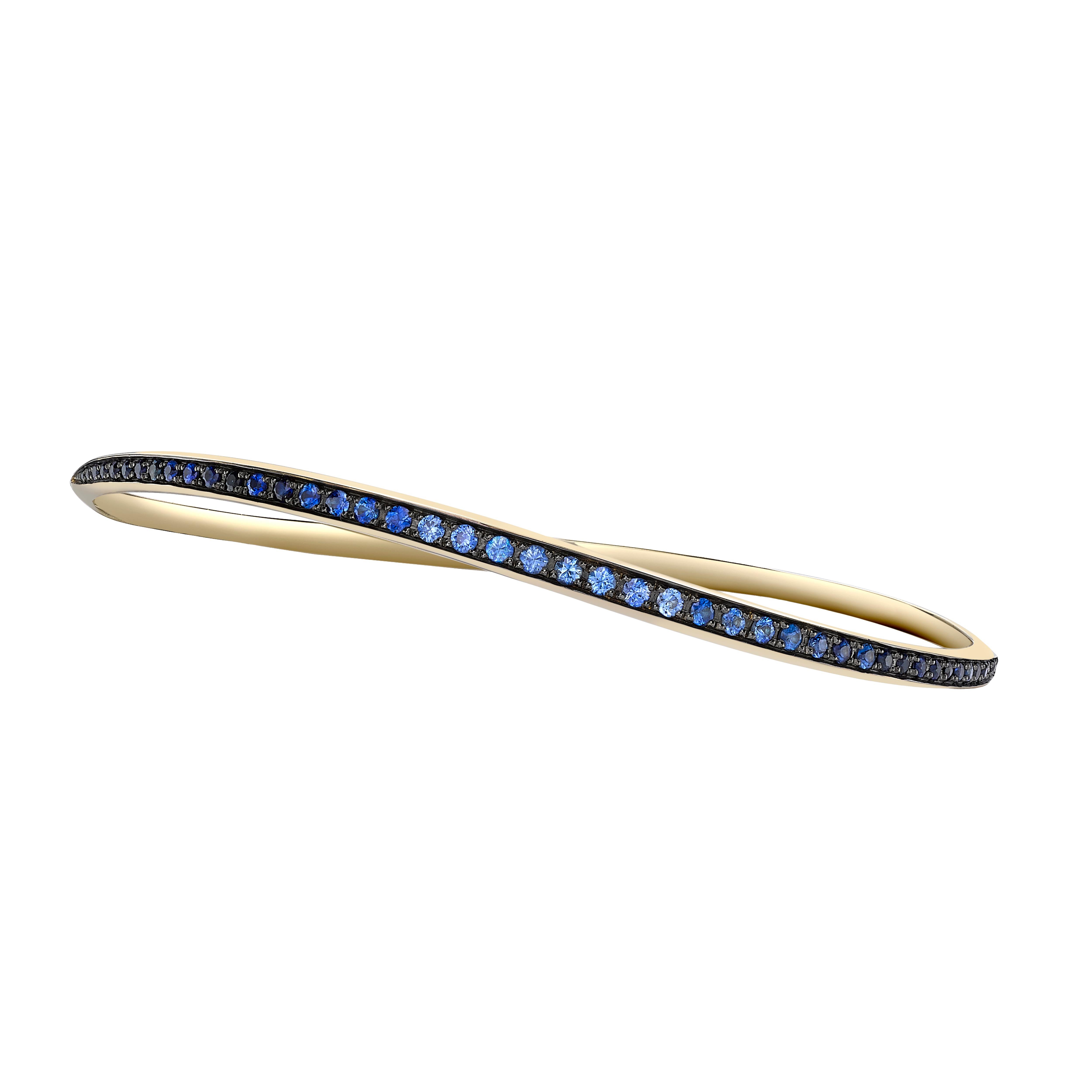 Venyx 18 Karat Gold and Sapphire Orbit Bangle Bracelet