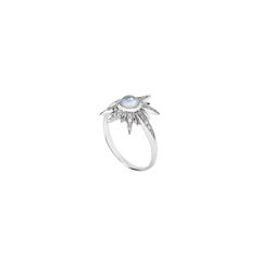 Venyx 18 Karat Gold Diamond Moonstone Solis Pinky Ring