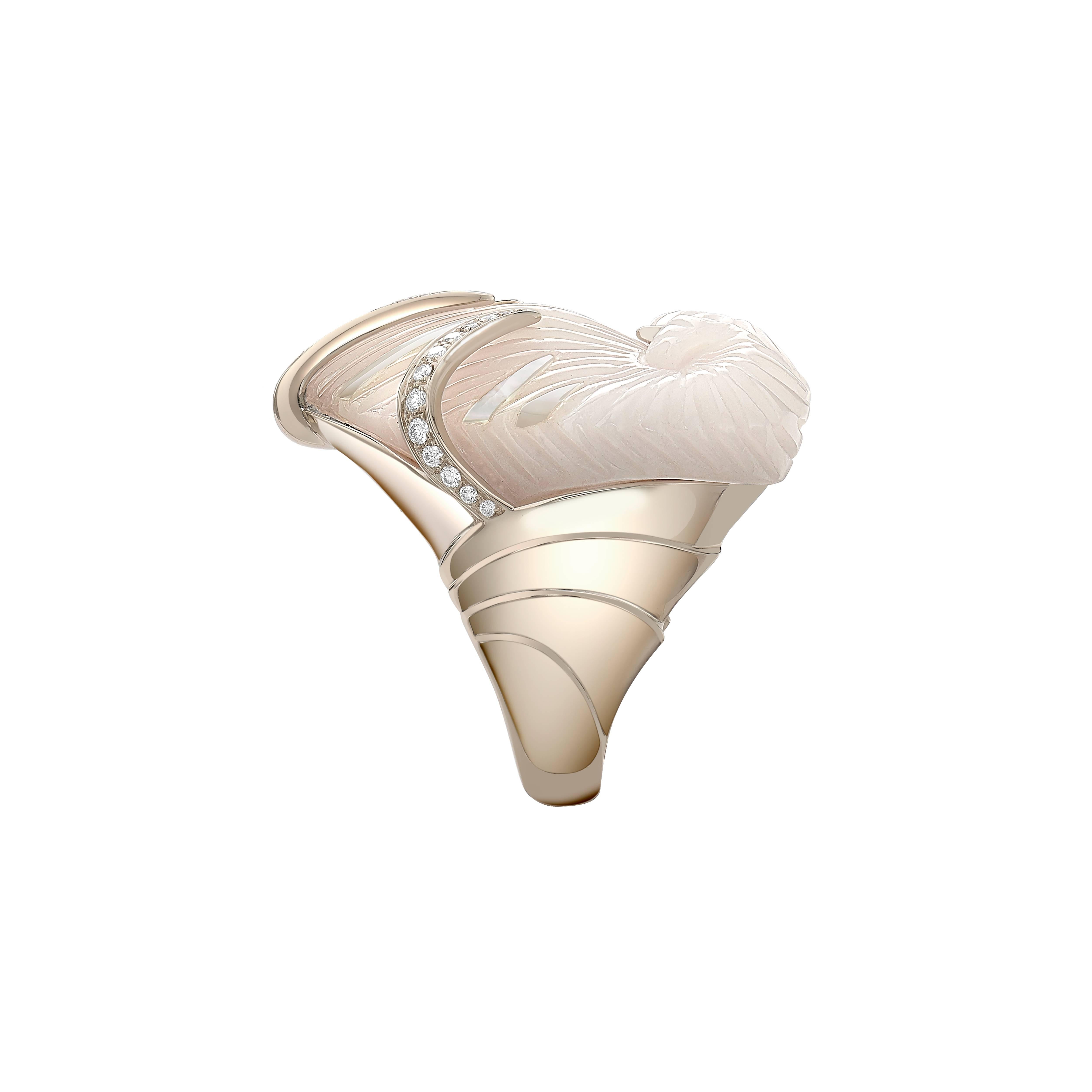 Contemporary Venyx 18 Karat Gold Diamond Pink Chalcedony Moltke Ring