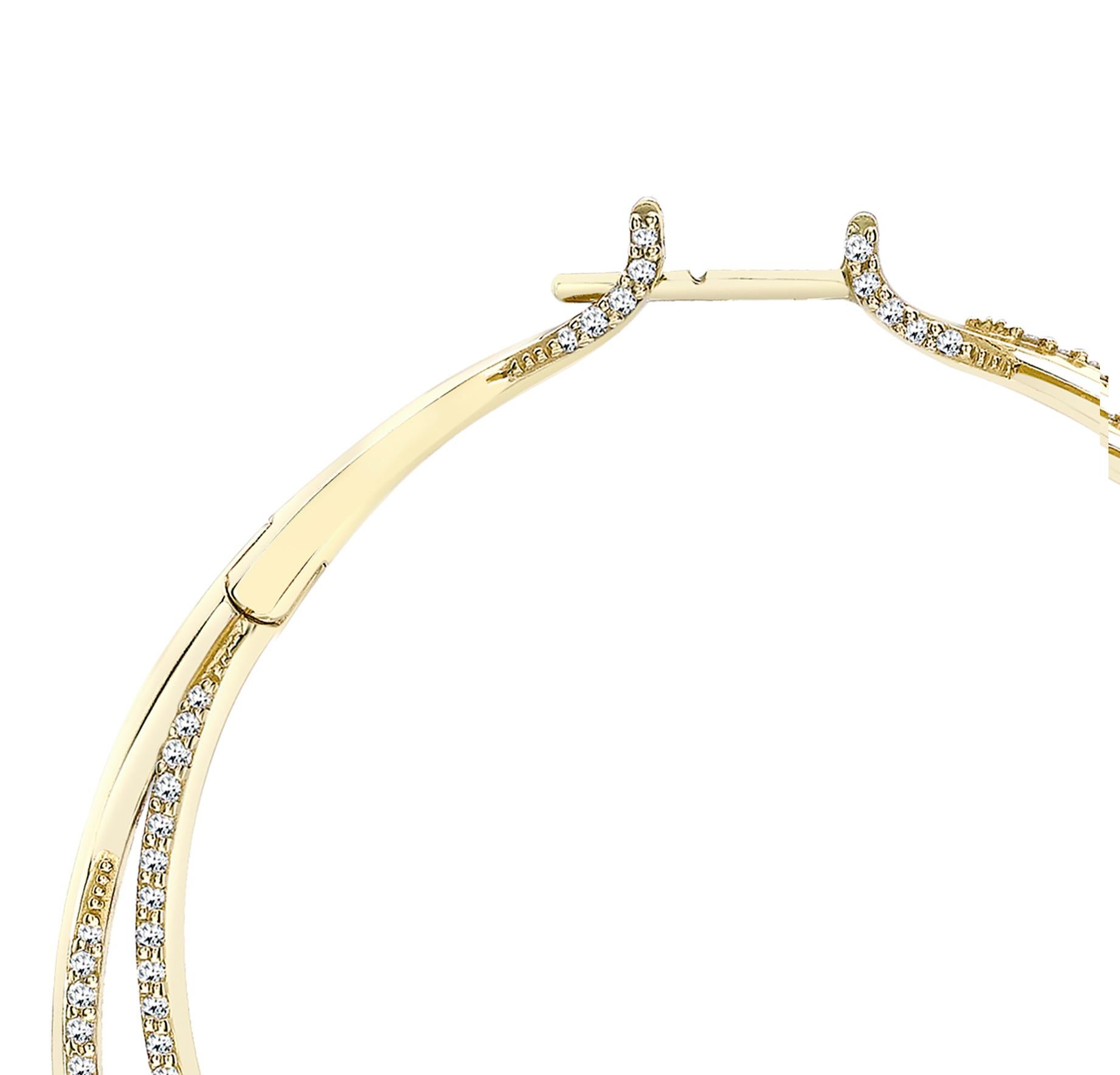 Venyx 18 Karat Yellow Gold and Diamond Electra Hoop Earrings In New Condition For Sale In London, GB