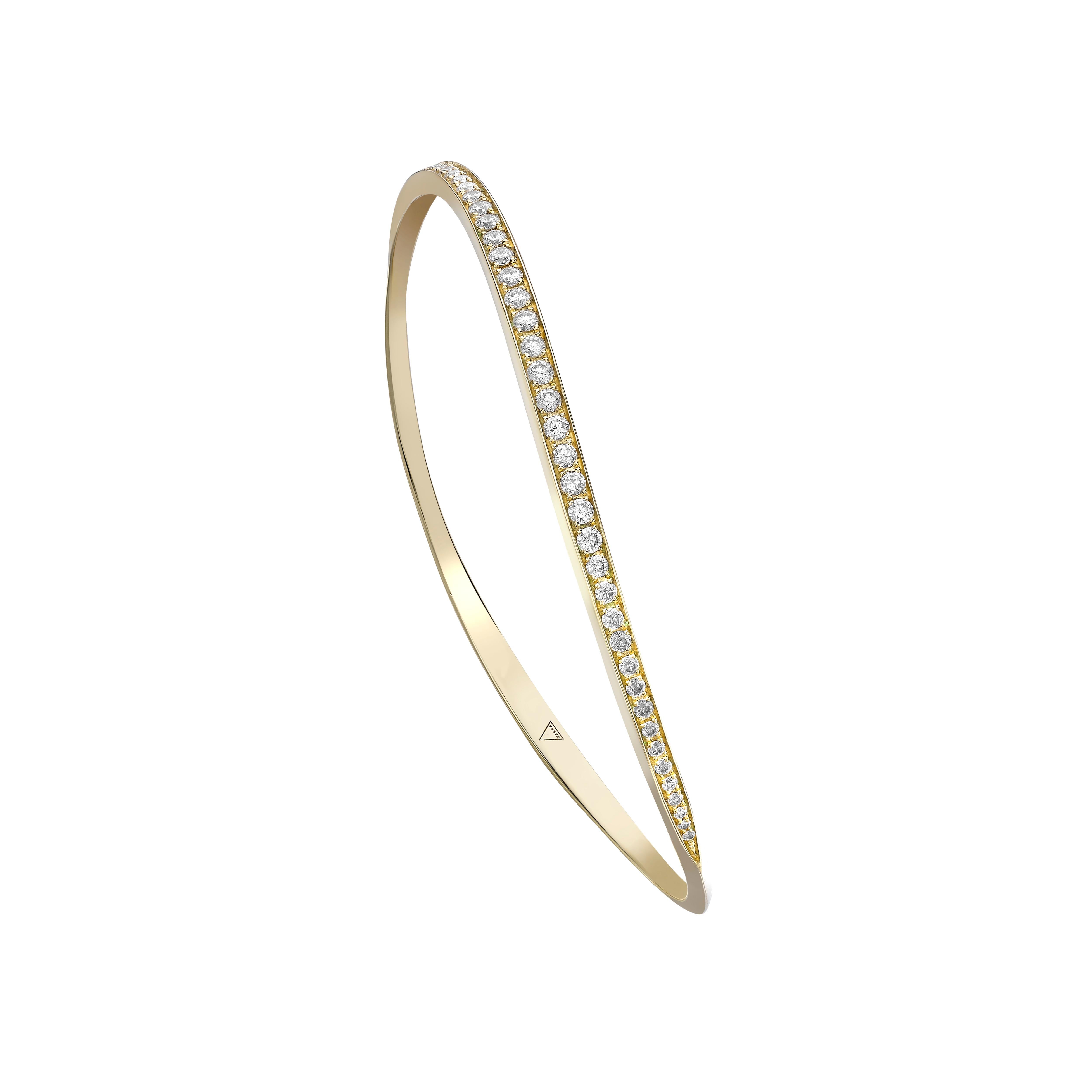 Contemporary Venyx 18 Karat Yellow Gold and Diamond Orbit Bangle Bracelet