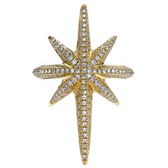 Venyx 18 Karat Yellow Gold Diamond and White Sapphire Star Cocktail Ring