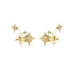 Venyx 18 Karat Yellow Gold  Diamond Lady Australis Star Stud Earrings Cuffs