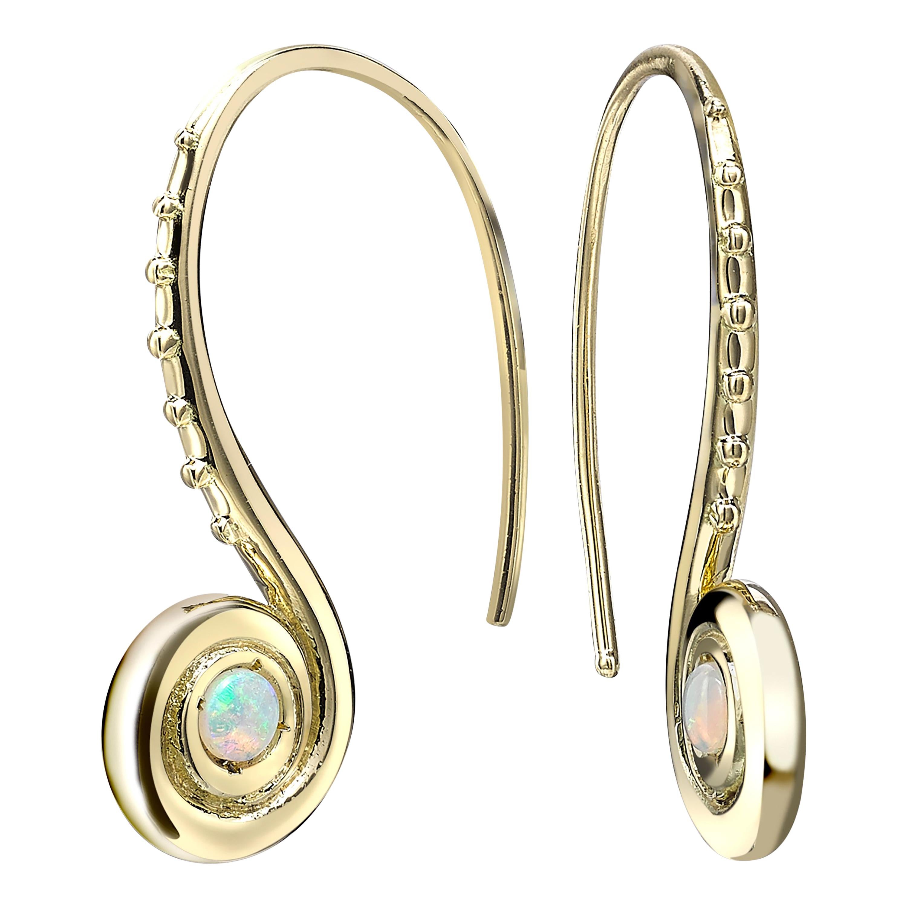Venyx 18 Karat Yellow Gold Opal Pharaonys Small Loop Drop Earrings For Sale