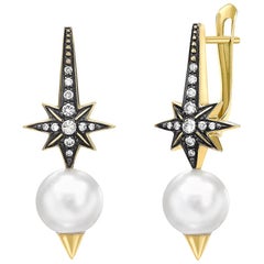 Venyx 18 Karat Yellow Gold Oseanyx Star Pearl Earrings