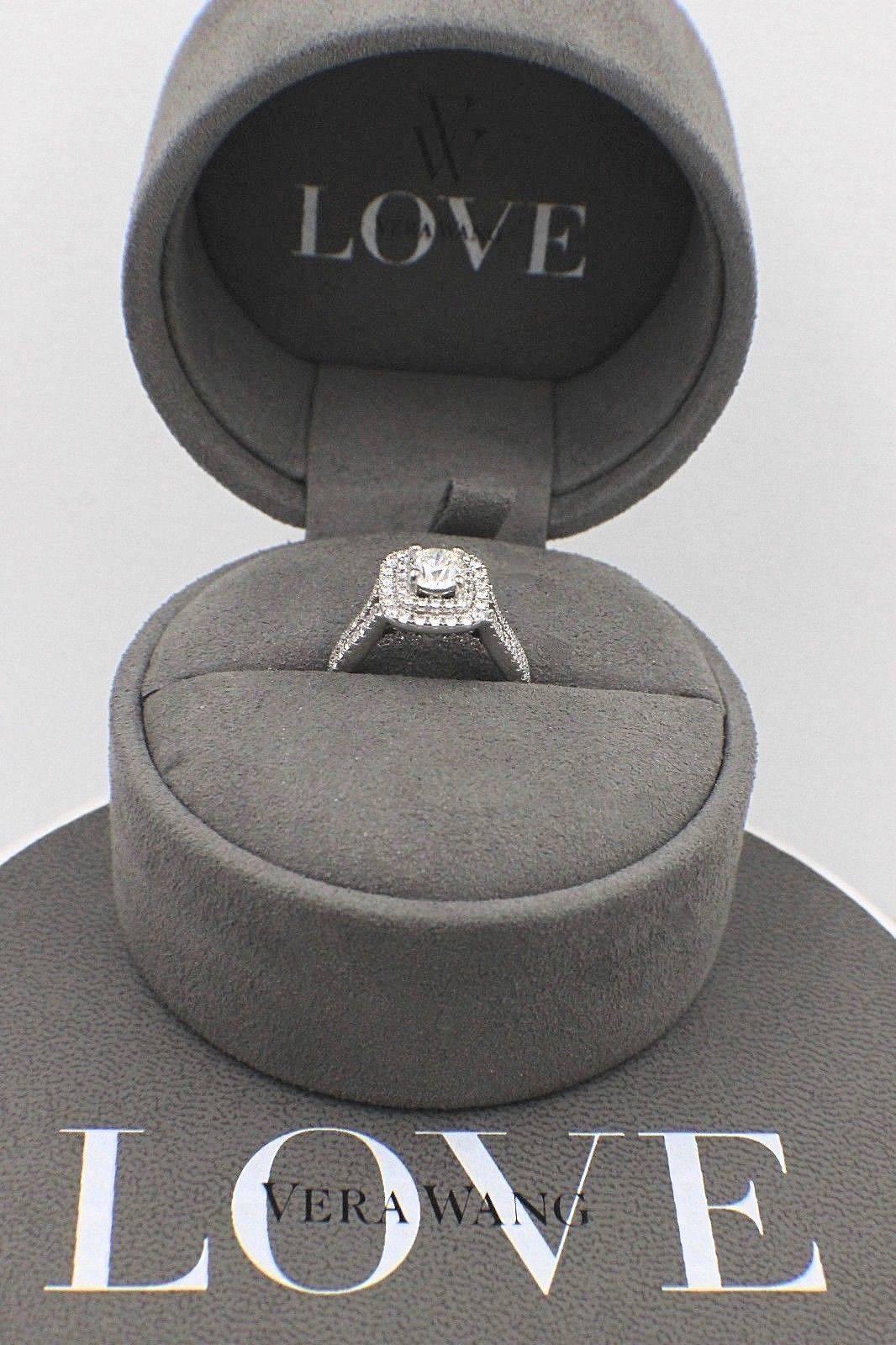Ver Wang Split Shank Halo Diamond Engagement Ring Rounds 1.50 TCW 14k White Gold 4