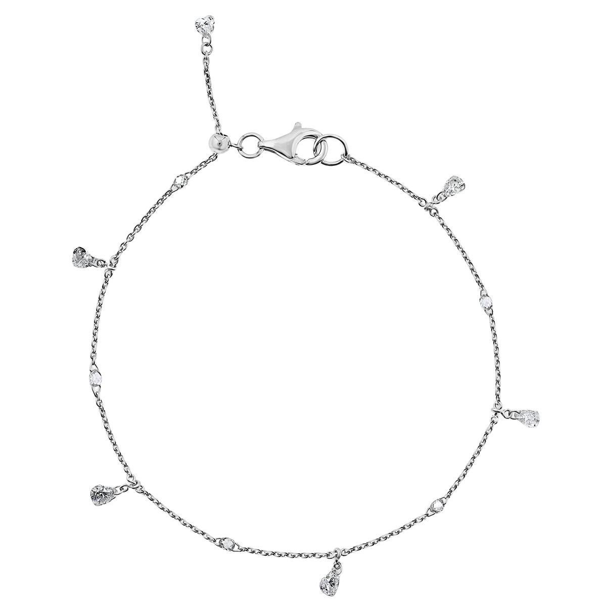 Vera Bellezas Kettenarmband aus 18 Karat Gold mit Briolettes und baumelnden Herzen