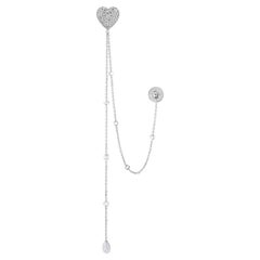 Bracciale per orecchie a forma di cuore in oro 18k di Vera Belleza con diamanti taglio rosa pendenti