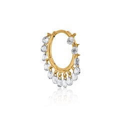 Vera Belleza's Dangling Briolette Diamond hoops in 18k gold