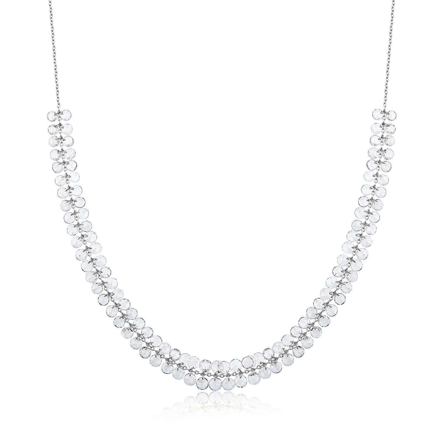 Donna Collana con diamanti taglio rosa pendenti in catena d'oro 18k di Vera Belleza in vendita