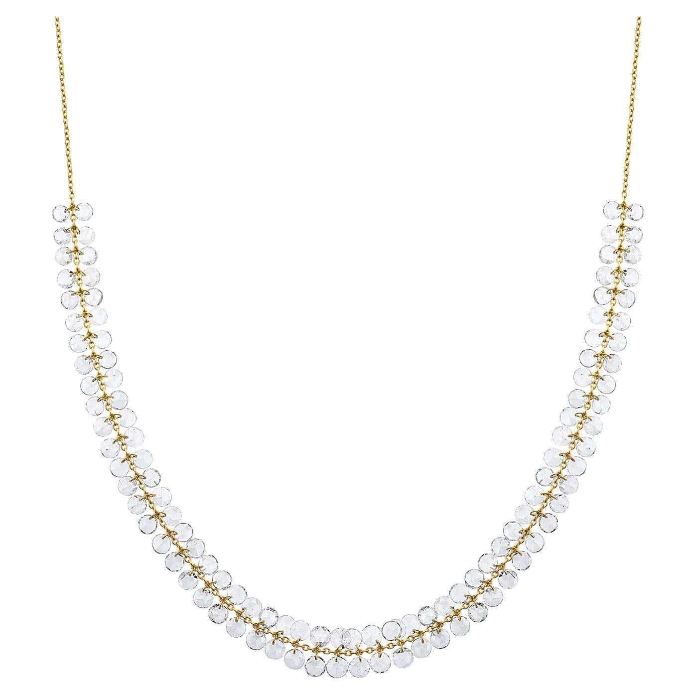 Vera Belleza's dangling rose cut diamonds in 18k gold chain Necklace