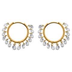 Vera Belleza's Dangling Round Brilliant cut diamond hoop Earings 18k gold