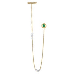 Manchettes d'oreilles Vera Belleza avec diamants flottants taille rose et émeraude en or 18 carats