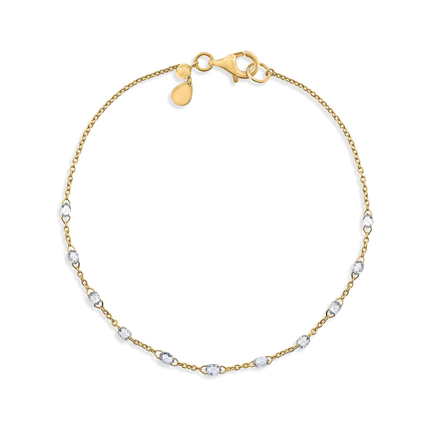 Pulsera Briolette flotante de diamantes en cadena de oro de 18k de Vera Belleza Corte Briolette en venta