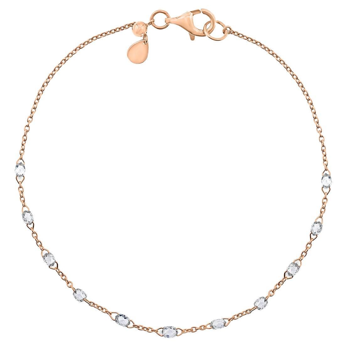 Vera Belleza Bracelet à chaîne en or 18 carats avec diamants briolette flottantes