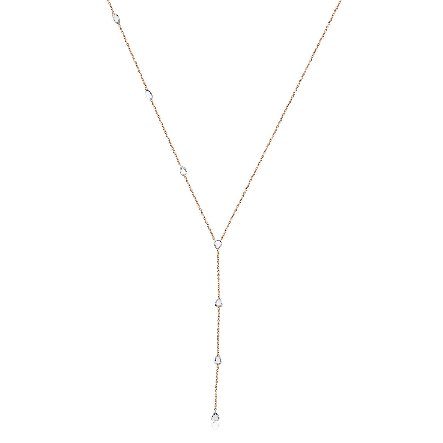 Moderno Collana Floating Pear Rose cut diamond di Vera Belleza in oro 18 carati in vendita